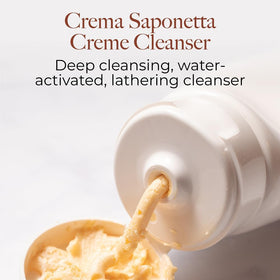 Borghese cream texture whipped into a soft lather for gentle cleansing