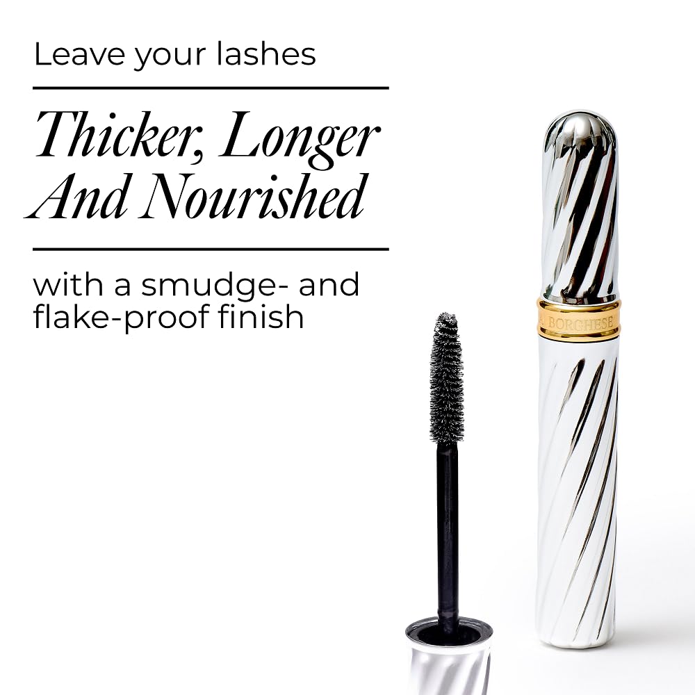 Borghese before and after lashes demonstrating visible length and volume