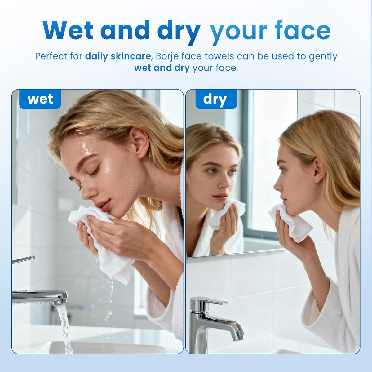 Borje towel removing makeup in-hand, convenient travel and cleansing benefit