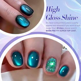 Born Pretty bottle label close-up revealing shade name and shimmer particles for easy selection