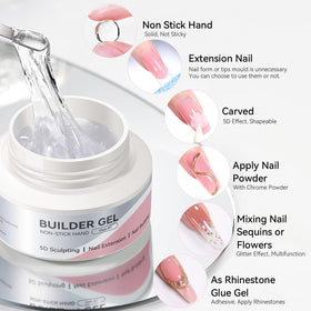 Born Pretty clear builder gel close-up showing thick non-drip texture