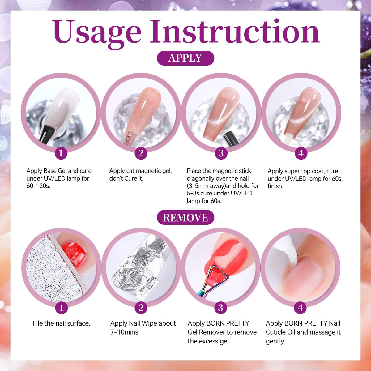 Born Pretty crystal glass glitter texture highlighting sparkly magnetic particles