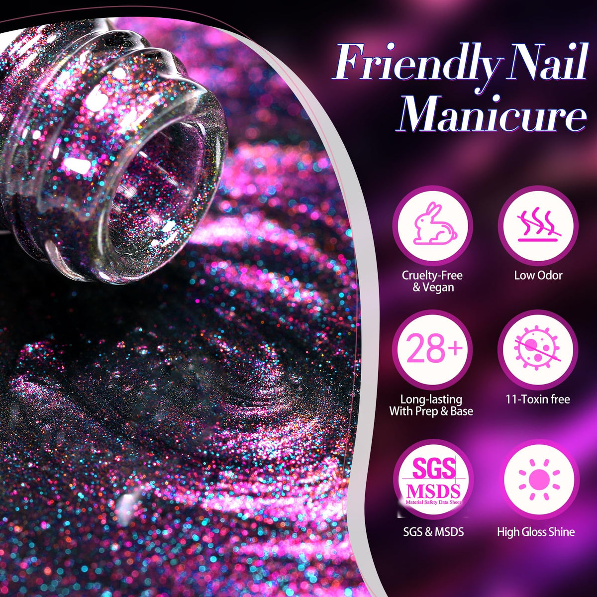 Born Pretty festival-styled manicure on hands in outdoor setting showcasing bold glitter look for party-ready nails