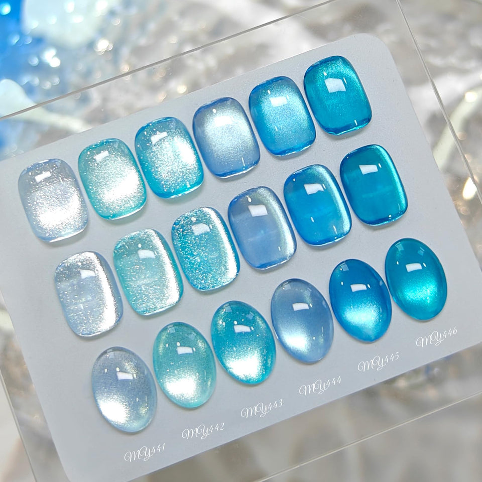 Born Pretty front packaging showing six blue magnetic gel bottles and set benefit