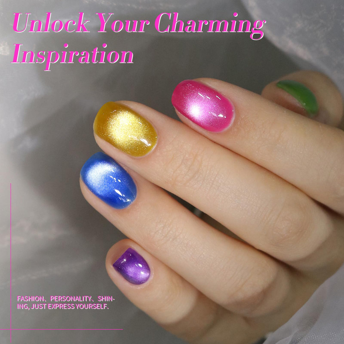 Born Pretty glazed glass finish on manicured nails displaying luminous, multi-dimensional shine