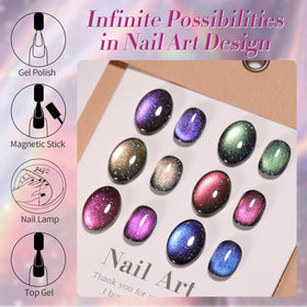 Born Pretty magnet effect in progress on nail showing the cat-eye striping for dramatic shine