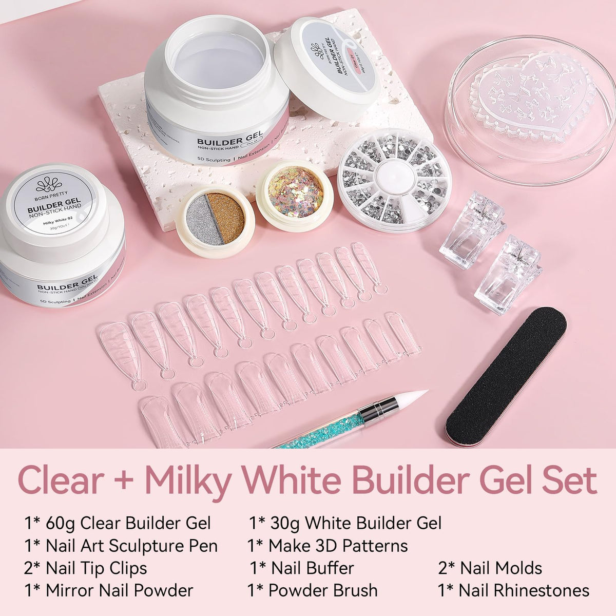 Born Pretty nail forms and tip clips demonstrating easy extension setup