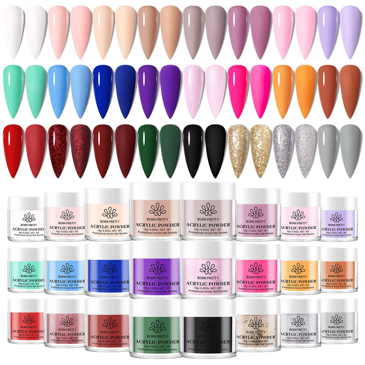 Born Pretty front packaging showing full 24-color kit and benefit of wide palette