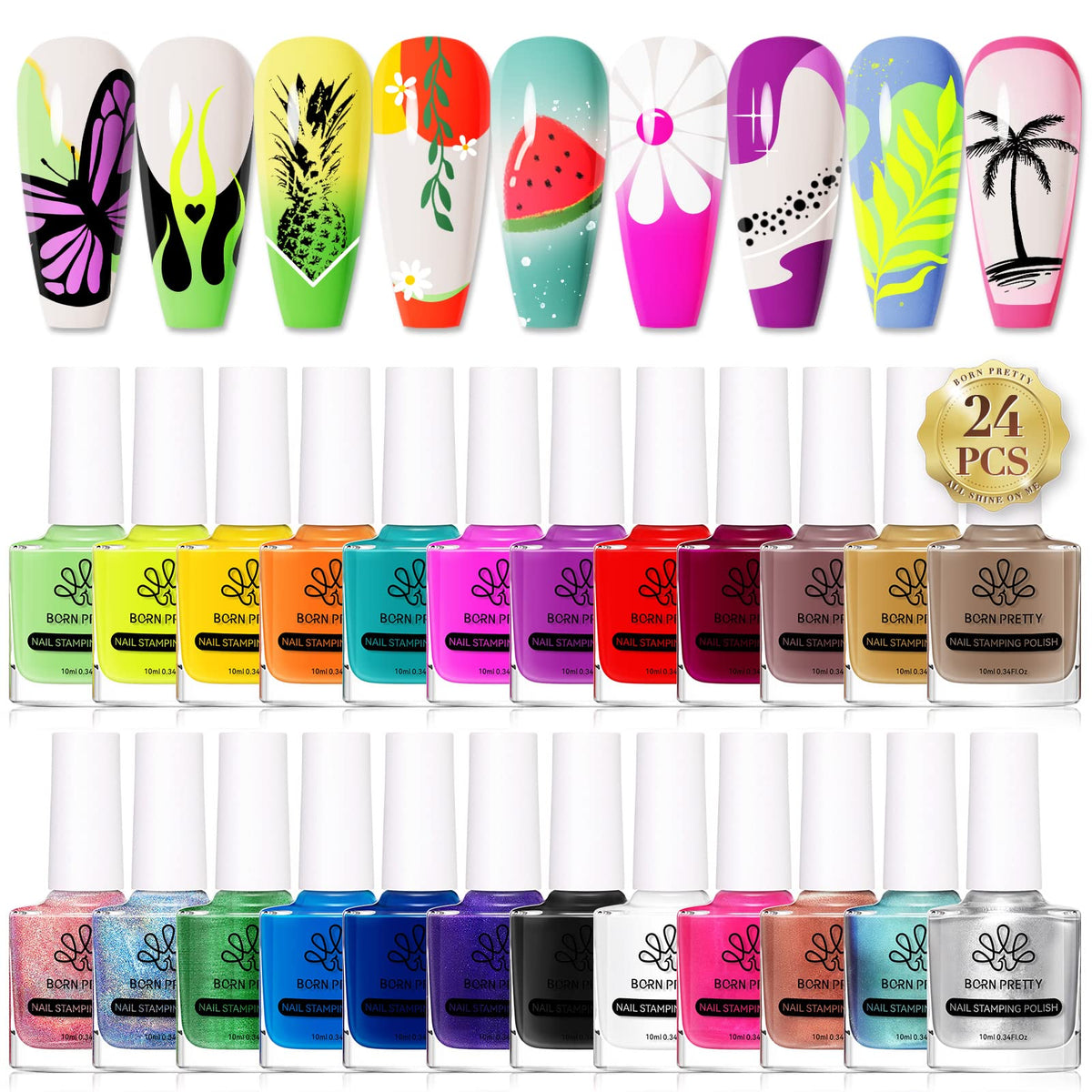 Born Pretty front packaging showing full 24-color stamping set and gift-ready design