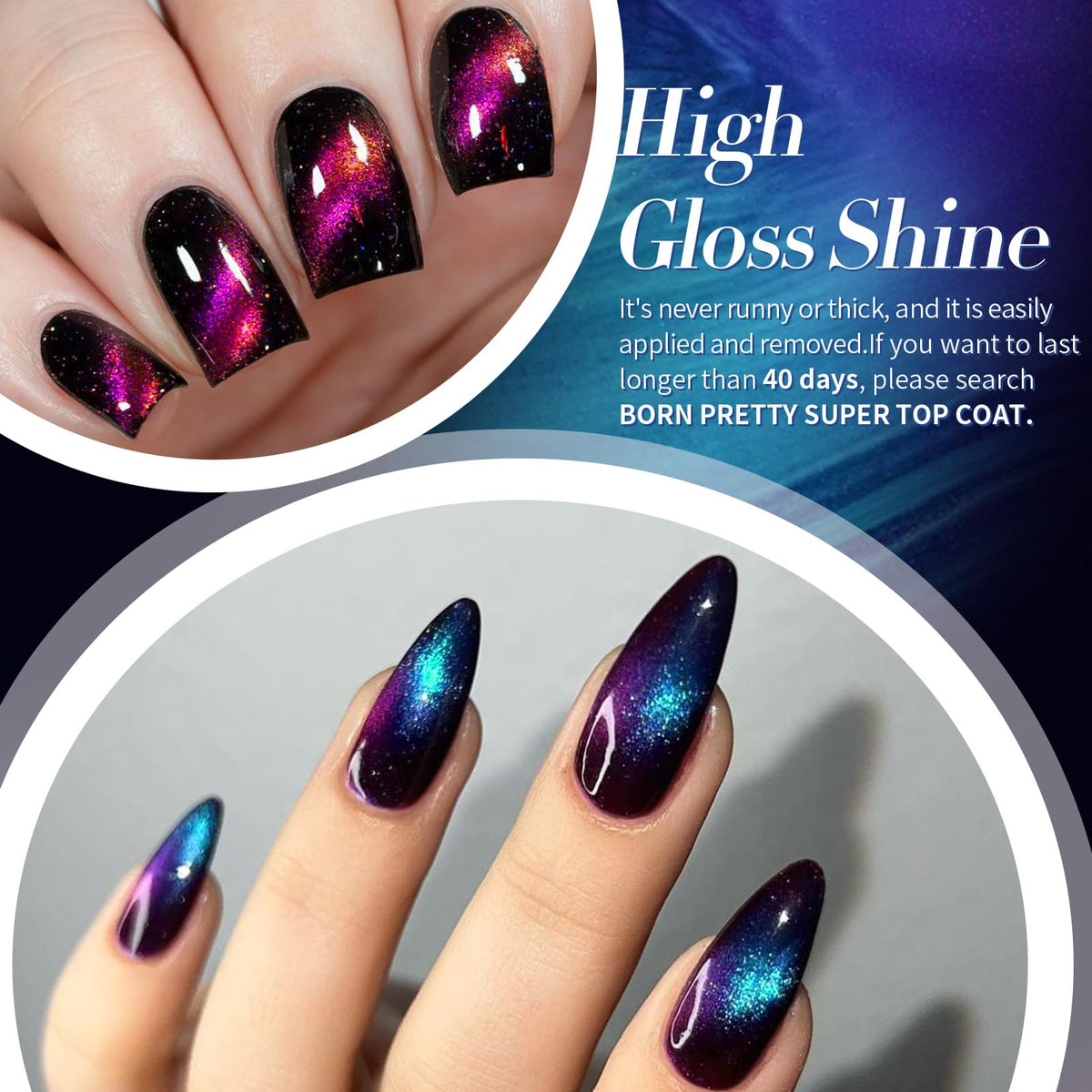 Born Pretty texture and gloss finish on nail surface for long-lasting shine