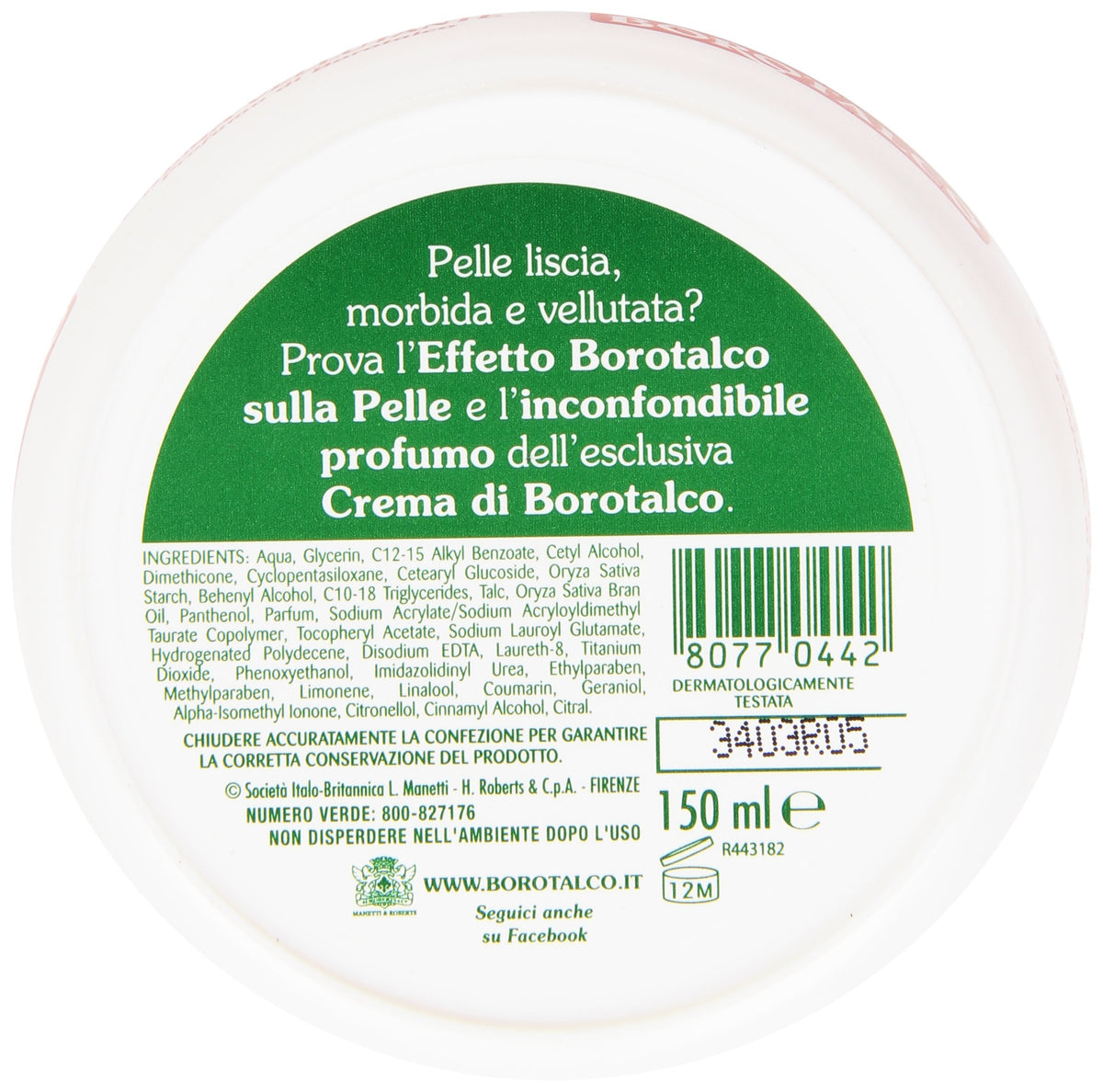Borotalco cream texture closeup highlighting smooth absorption