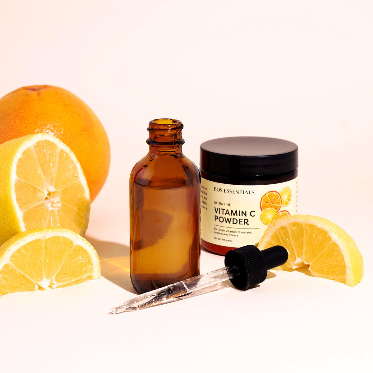 Bos Essentials on bathroom counter depicting DIY routine convenience and freshness
