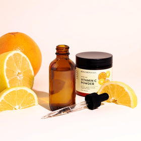 Bos Essentials on bathroom counter depicting DIY routine convenience and freshness