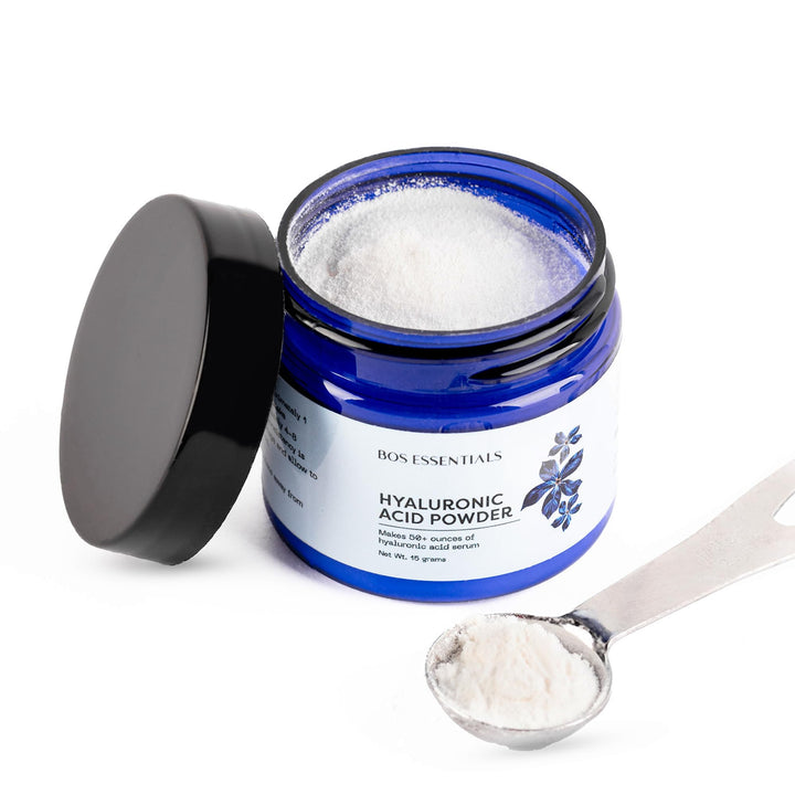 Bos Essentials jar front view showing label and pure powder benefit