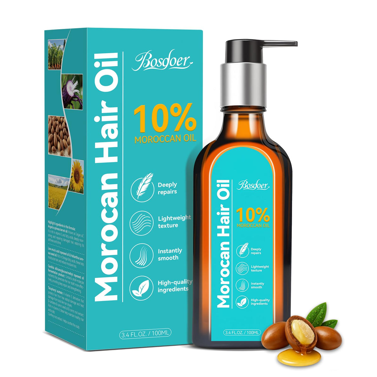 Bosdoer front packaging showing bottle and brand, highlights nourishing benefits