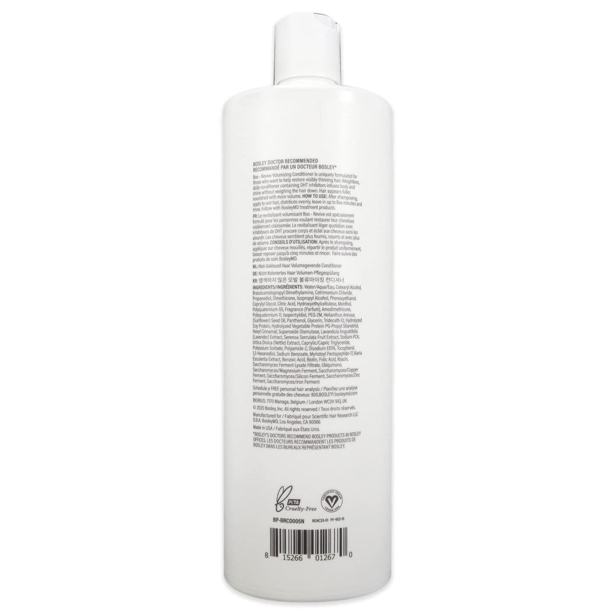 BosleyMD BosRevive conditioner cream on hand demonstrating easy spread