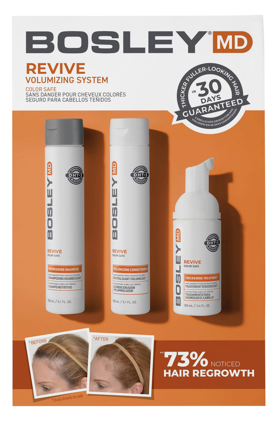 BosleyMD front packaging of BosRevive 30-day kit showing bottles and box, promoting gentle care