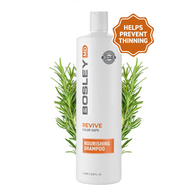 BosleyMD BosRevive with biotin and saw palmetto visuals highlighting ingredients