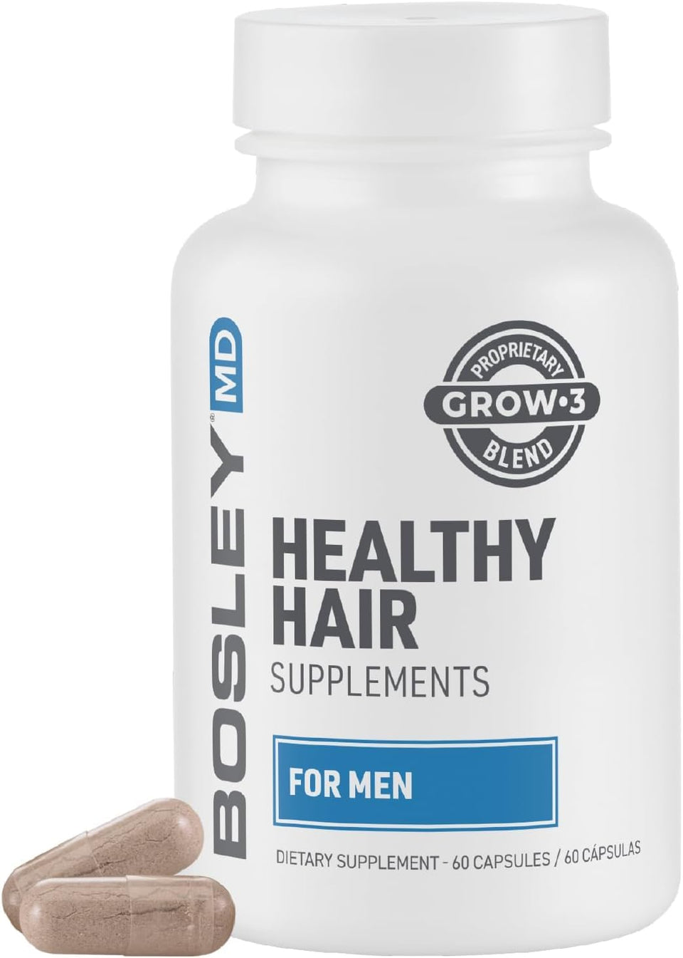 BosleyMD bottle front view showing packaging and two-month supply benefit