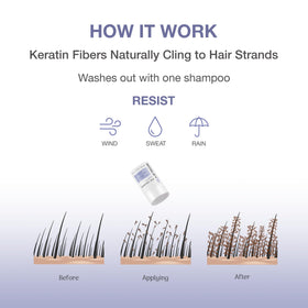 BosleyMD fibers blended into hair covering thinning area for natural density