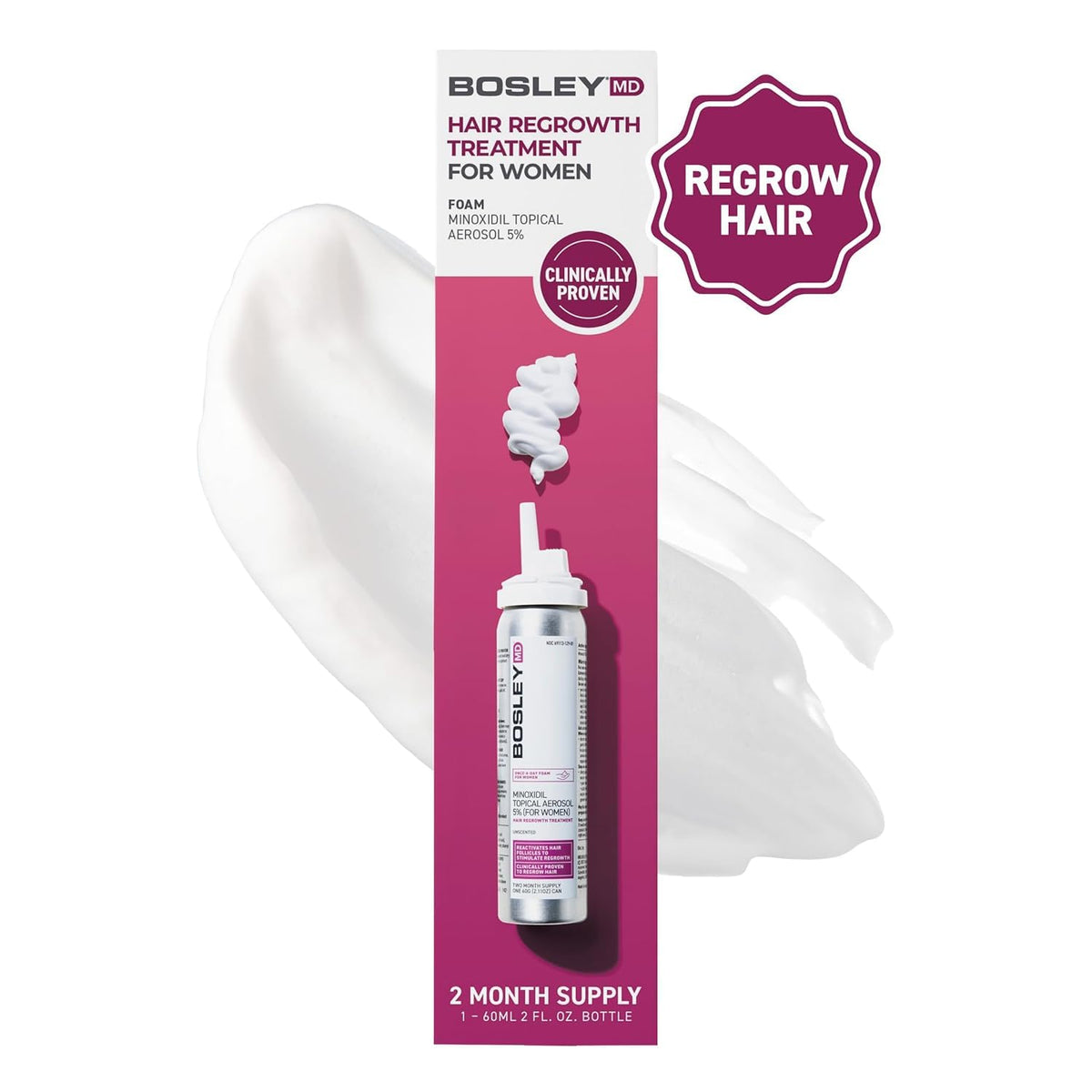 BosleyMD foam applied to scalp demonstrating targeted application and coverage