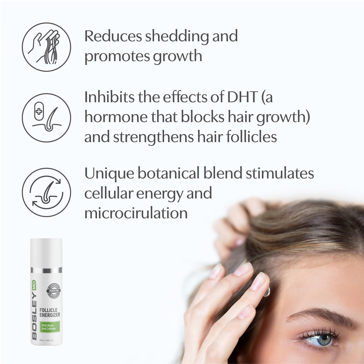 BosleyMD serum texture close-up highlighting lightweight absorption
