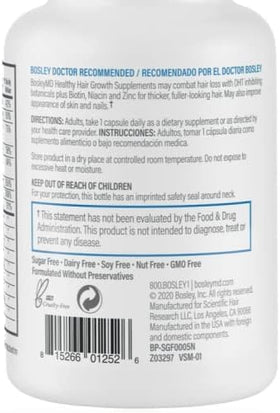 BosleyMD two capsules on palm illustrating recommended daily serving convenience
