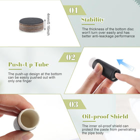 BOSMIOW filled tube being applied to lips demonstrating easy, mess-free use