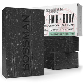 Bossman charcoal bar front packaging showing brand and scent for confident grooming