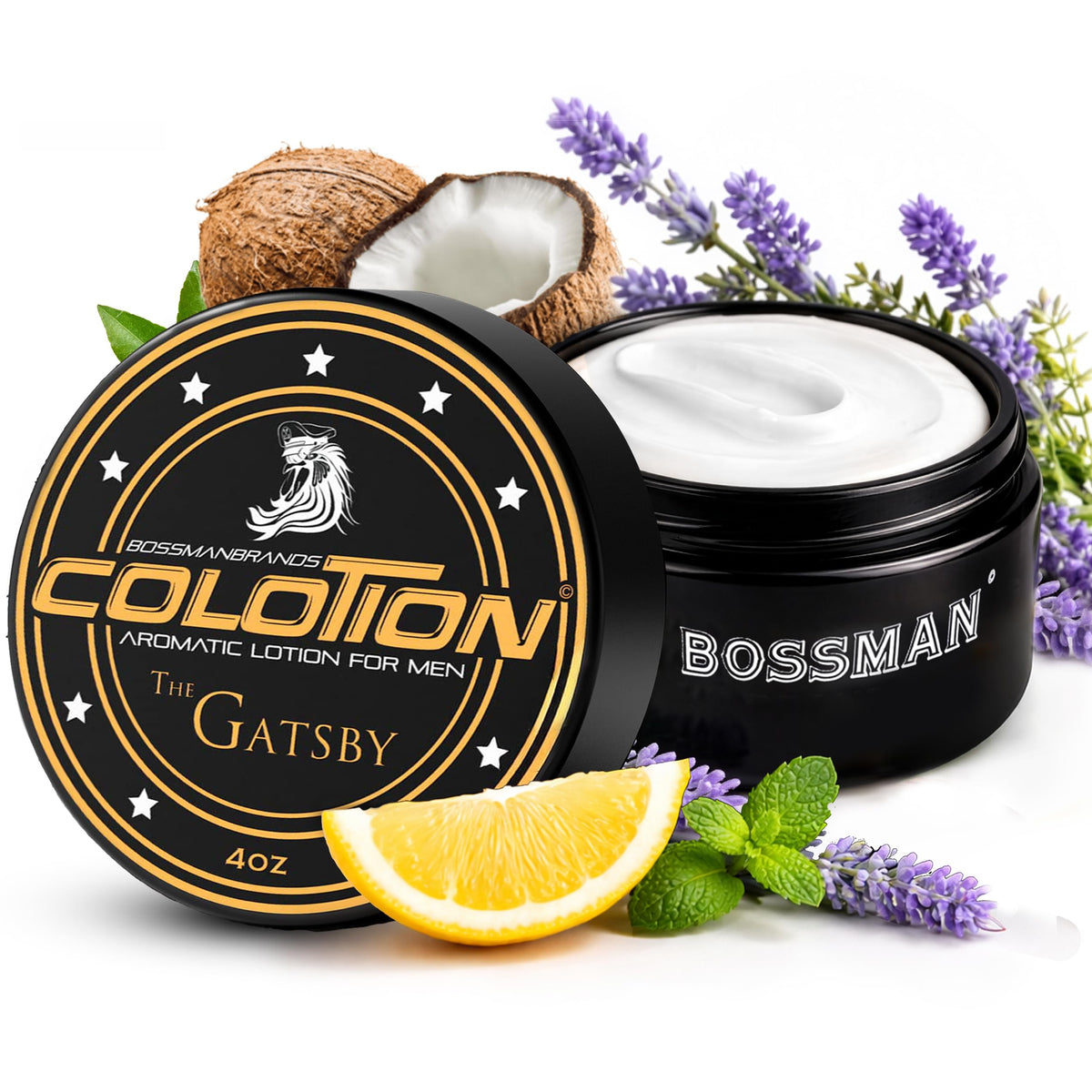Bossman Colotion front packaging showing bottle and label benefit of convenient dual-use