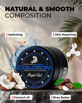 Bossman Colotion applied to a hand demonstrating quick moisturizing and subtle scent benefit