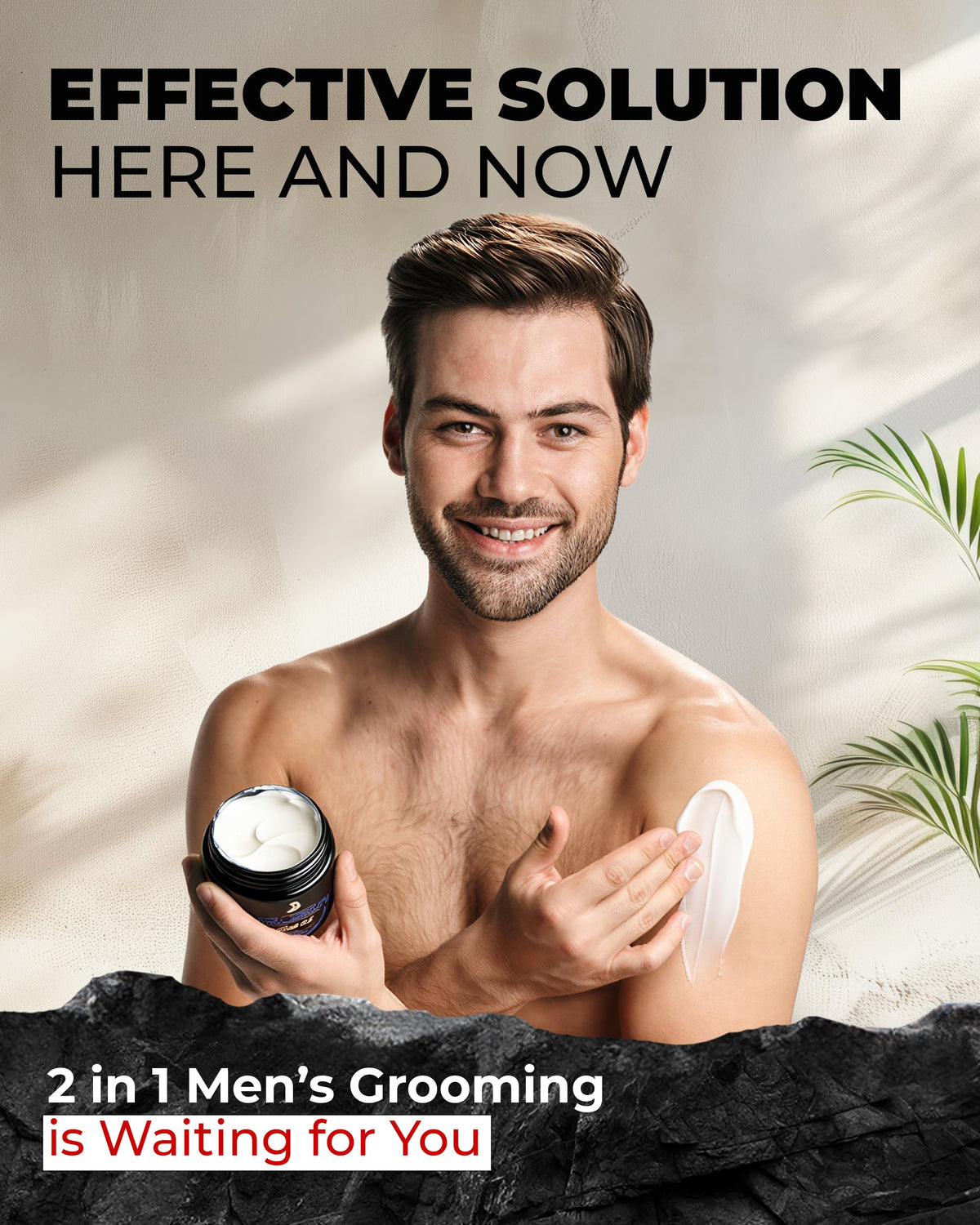 Bossman lifestyle vanity shot with grooming items showing time-saving routine benefit