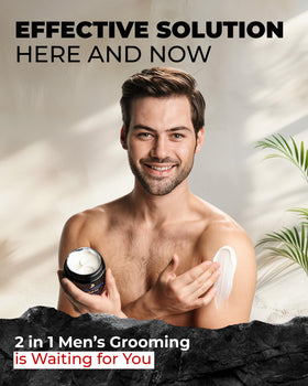 Bossman lifestyle vanity shot with grooming items showing time-saving routine benefit