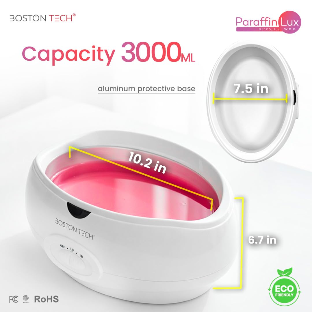 Boston Tech open basin with melted wax showing roomy 3L capacity benefit