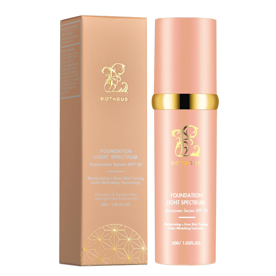 Botagus front packaging showing sleek bottle and SPF50+ benefit