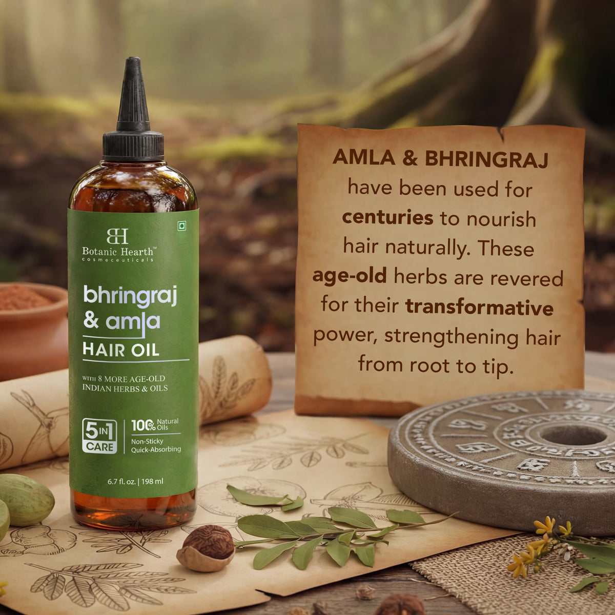 Botanic Hearth scalp massage application demonstrating targeted nourishment and improved scalp comfort