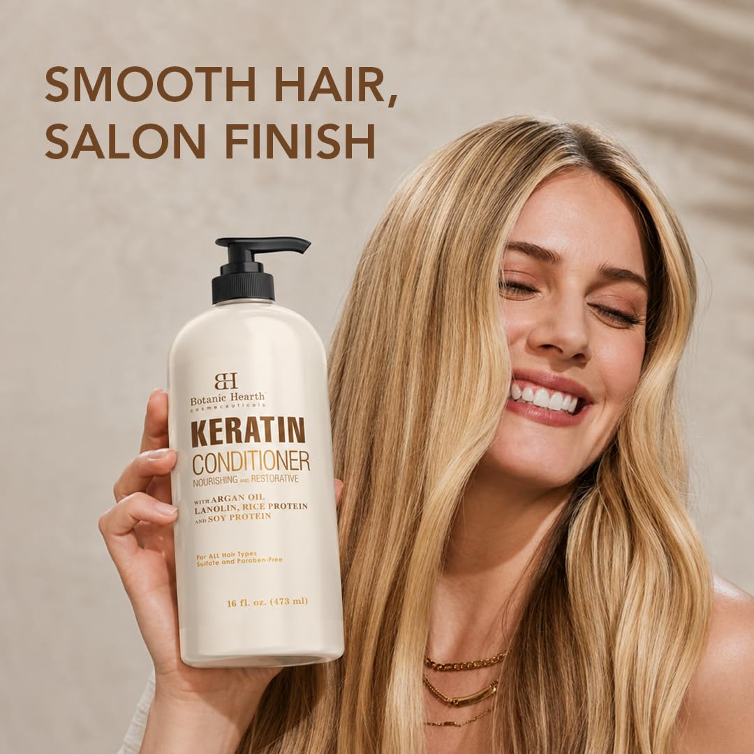 Botanic Hearth before and after image illustrating reduced frizz
