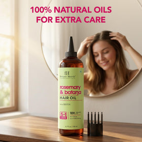 Botanic Hearth before and after hair strand comparison illustrating improved softness and sheen