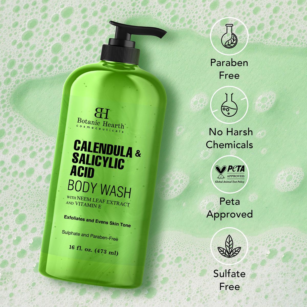 Botanic Hearth body wash lathering in shower for deep pore cleansing