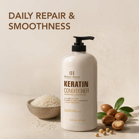 Botanic Hearth conditioner being applied to hair for smoother styling