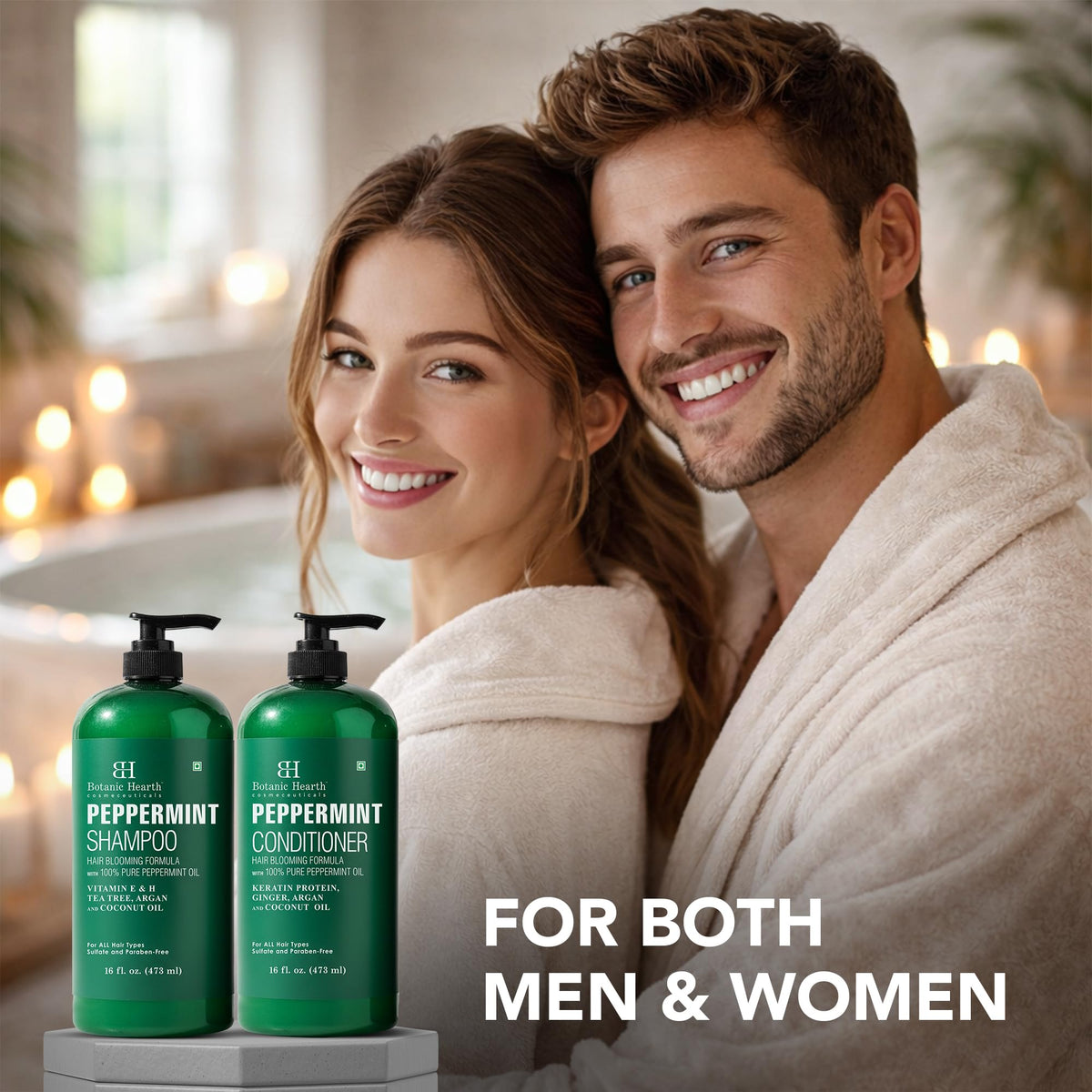 Botanic Hearth conditioner pour from bottle to hair demonstrating smooth detangling benefit