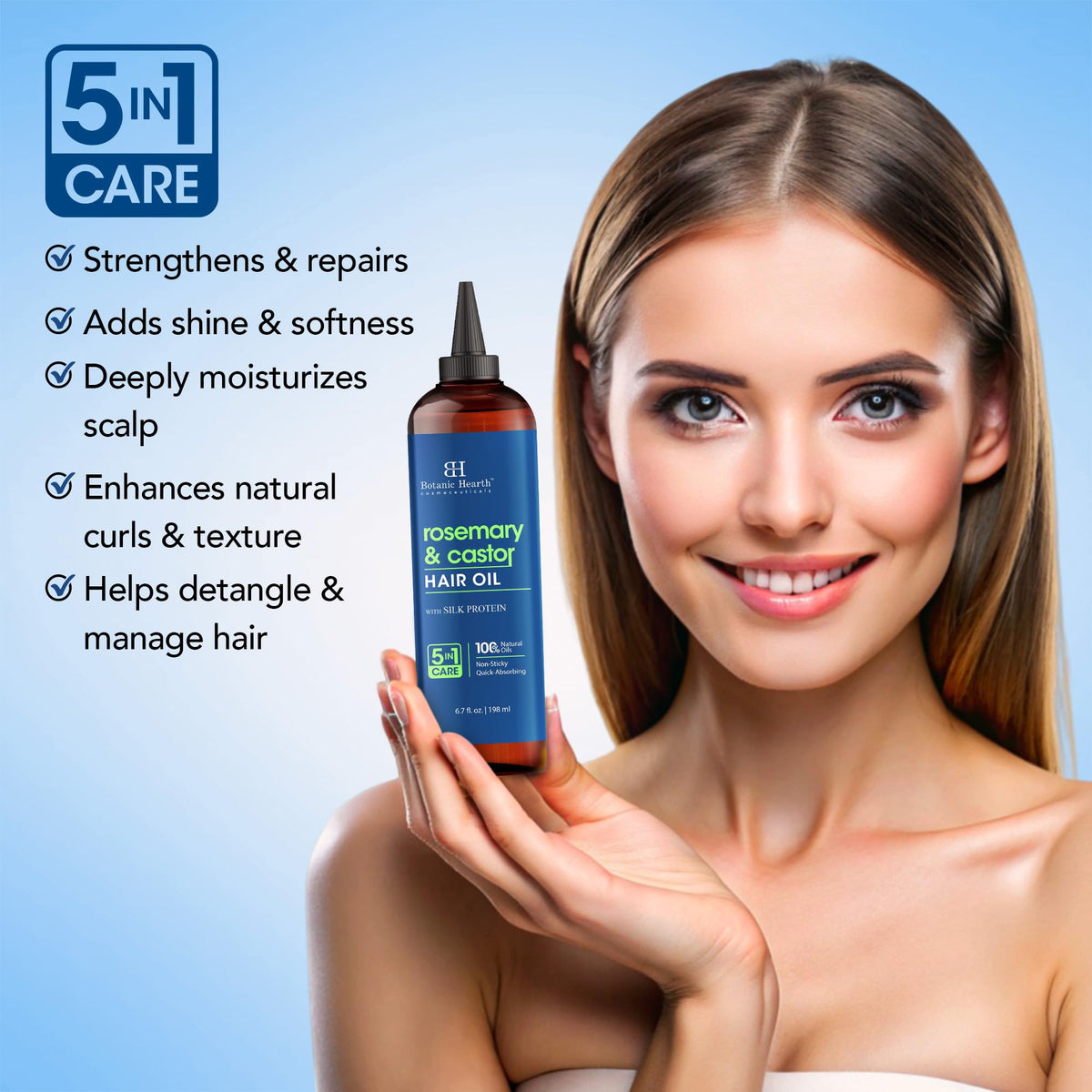 Botanic Hearth dropper applying oil to scalp for precise targeted nourishment