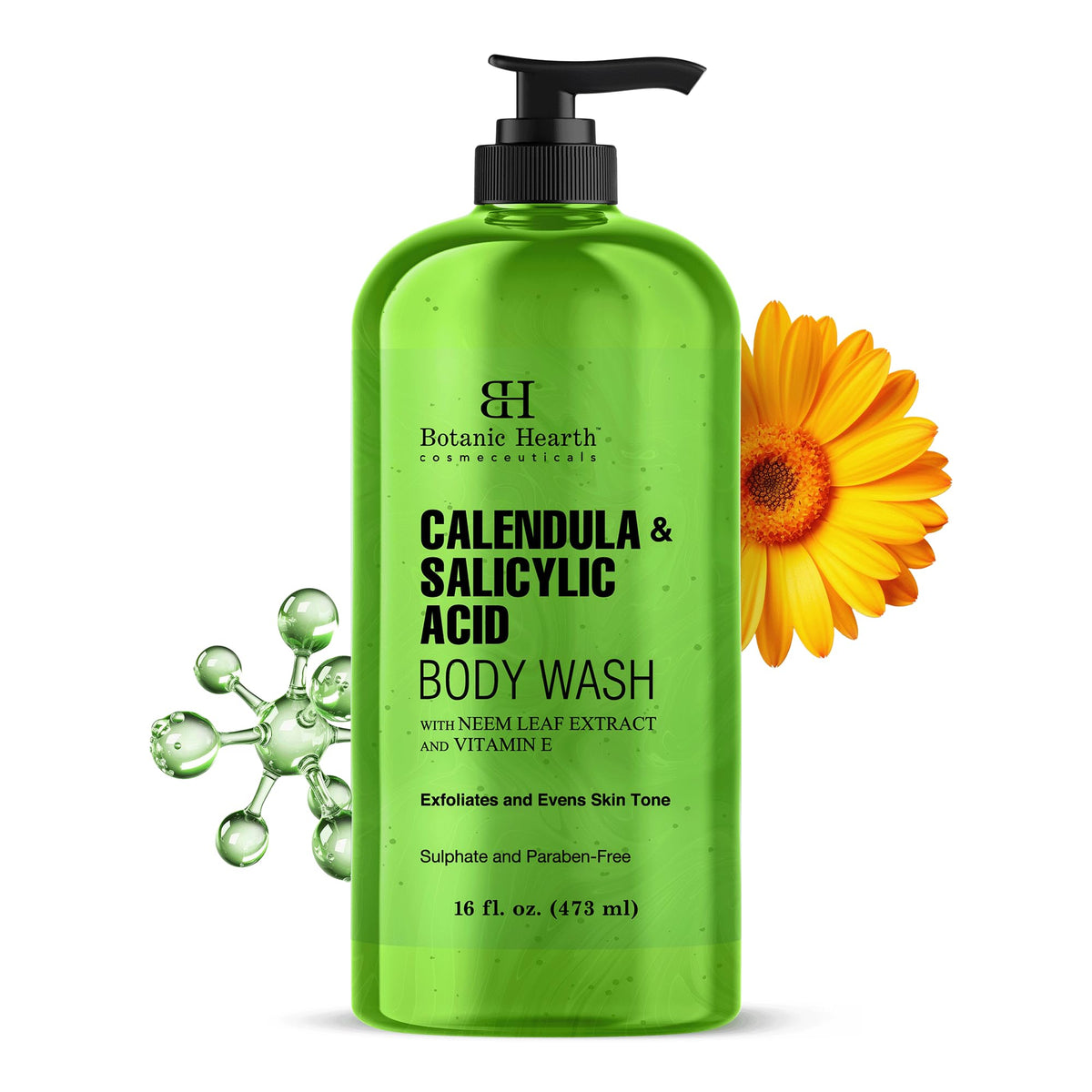Botanic Hearth front bottle showing calendula formula and clear benefits