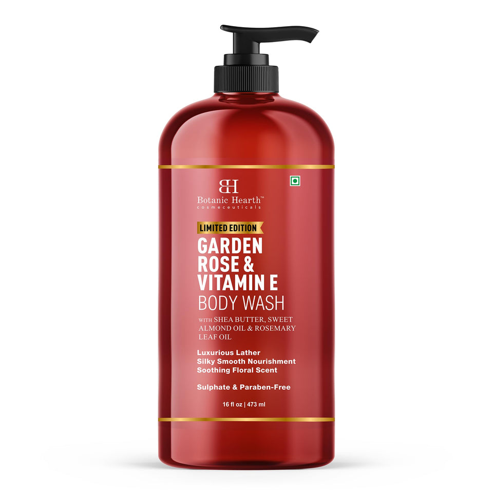 Botanic Hearth front packaging showing limited-edition garden rose scent and benefits
