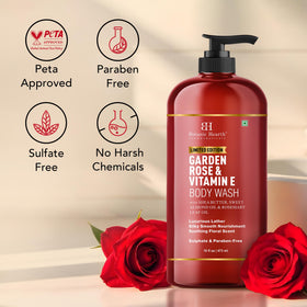 Botanic Hearth ingredients label close-up highlighting shea butter, almond oil, and Vitamin E