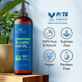 Botanic Hearth bottle in bathroom routine setting for daily hair care
