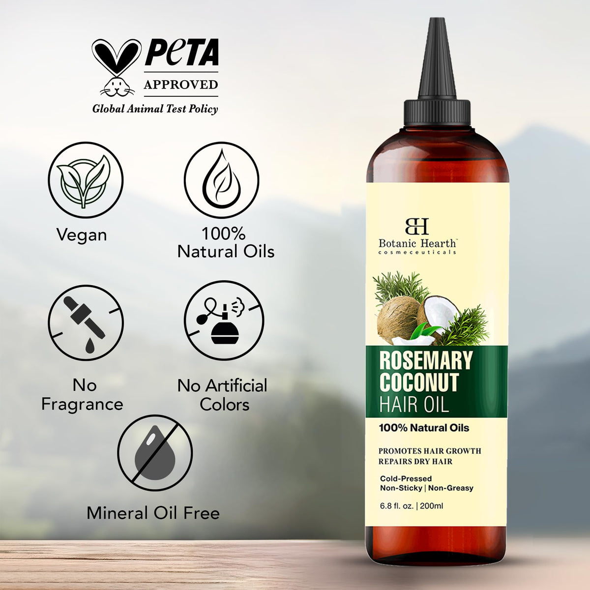 Botanic Hearth bottle staged in bathroom routine highlighting daily use benefit