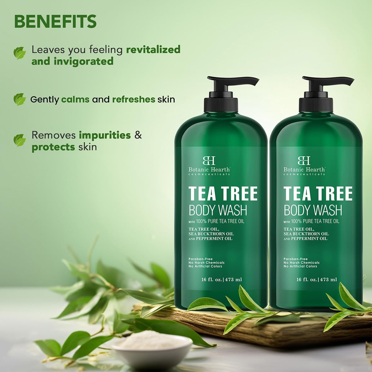 Botanic Hearth ingredients label closeup highlighting botanical oil blend benefit