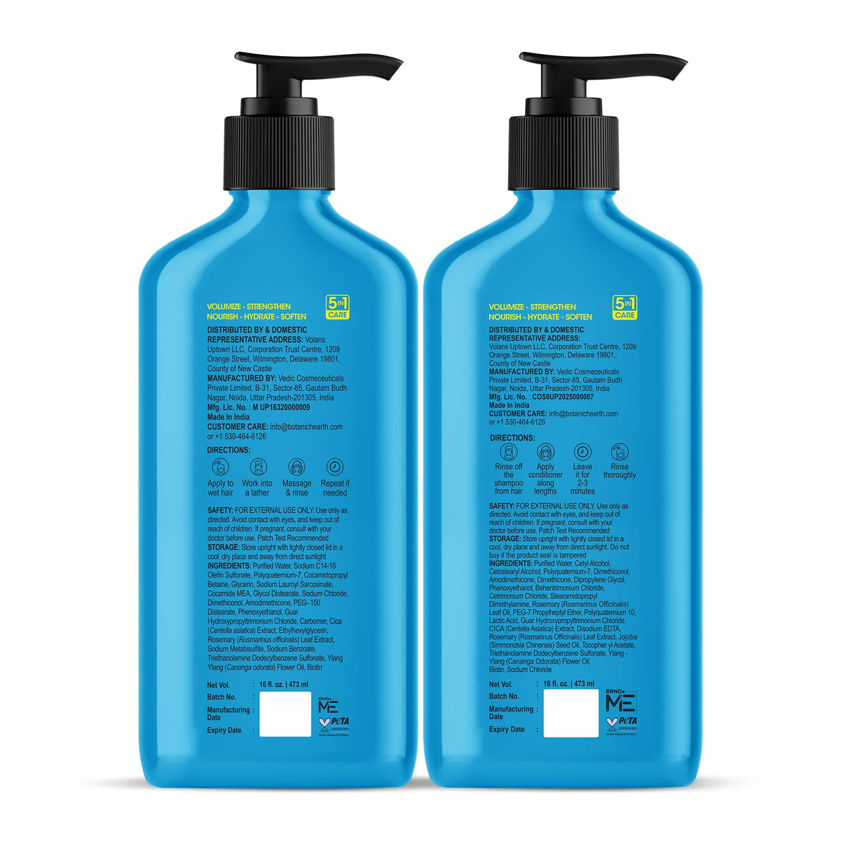 Botanic Hearth label close-up showing key features and sulfate-free benefit