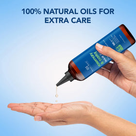 Botanic Hearth oil texture on hand showing lightweight absorption and sheen